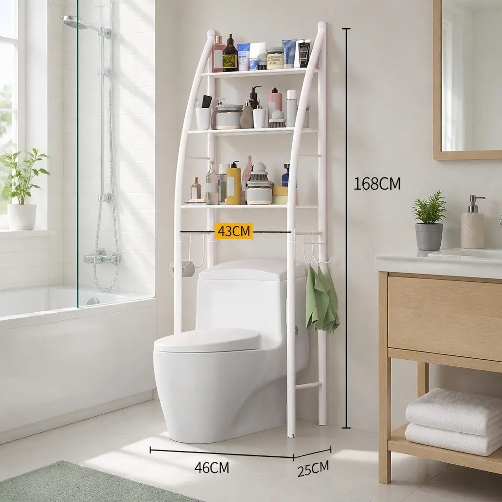 Over Washing Machine Storage Rack 3 Layer Shelves Waterproof Metal Bathroom Organiser