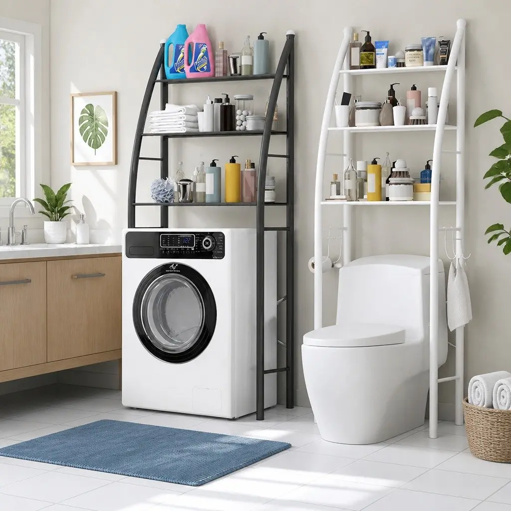 Over Washing Machine Storage Rack 3 Layer Shelves Waterproof Metal Bathroom Organiser