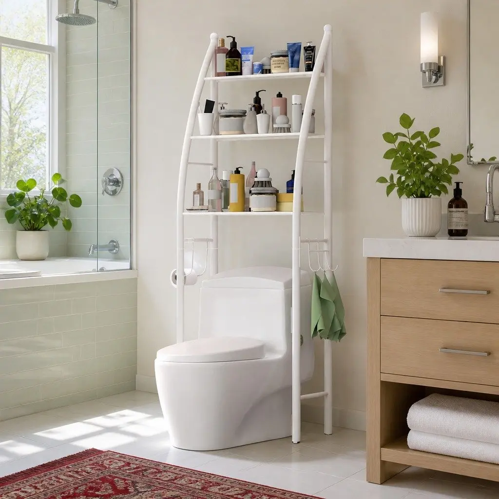 Over Washing Machine Storage Rack 3 Layer Shelves Waterproof Metal Bathroom Organiser