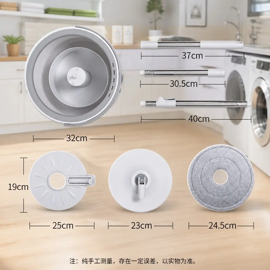 Flat Mop 102cm Rotary Hand-Wash-Free Sewage Separation Cleaning Grey White
