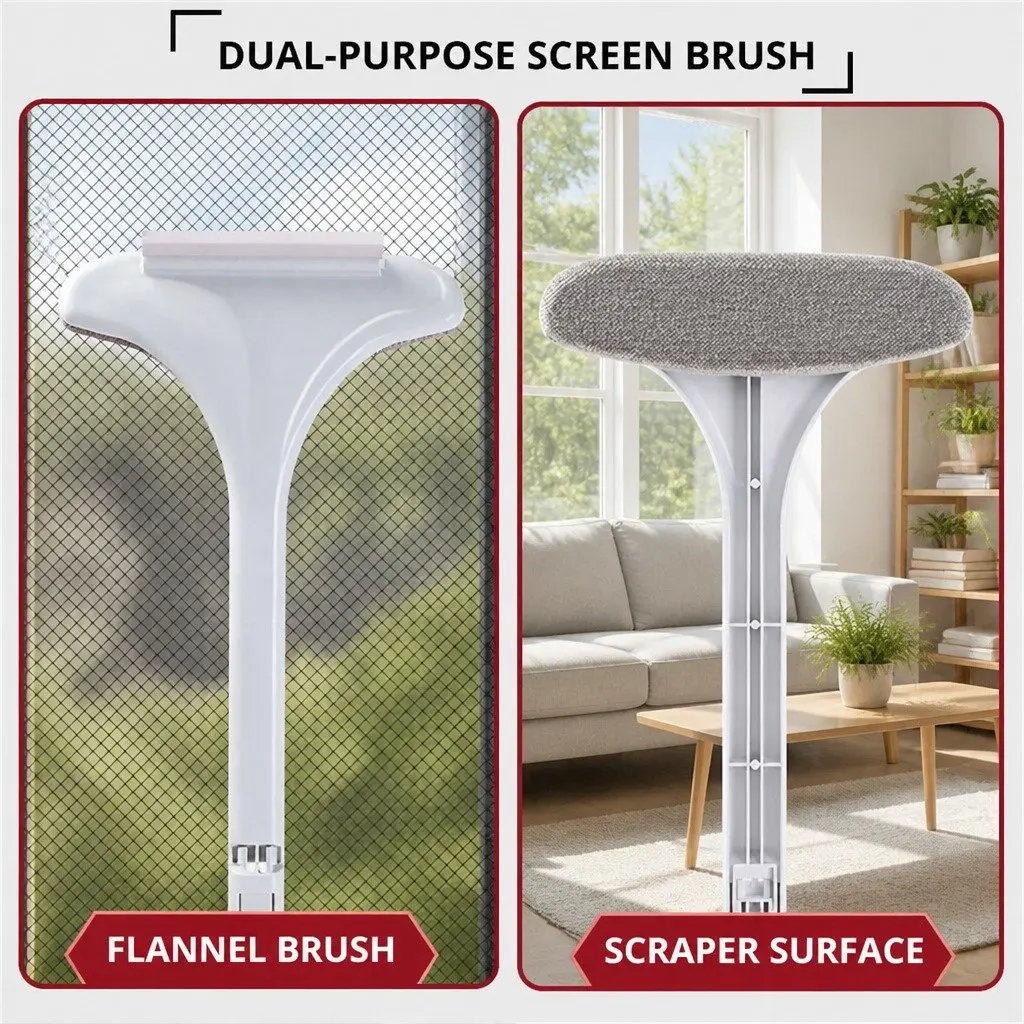 Double Sided Window Cleaning Brush Multifunctional Tool Widen Brush Head for Quick Cleaning
