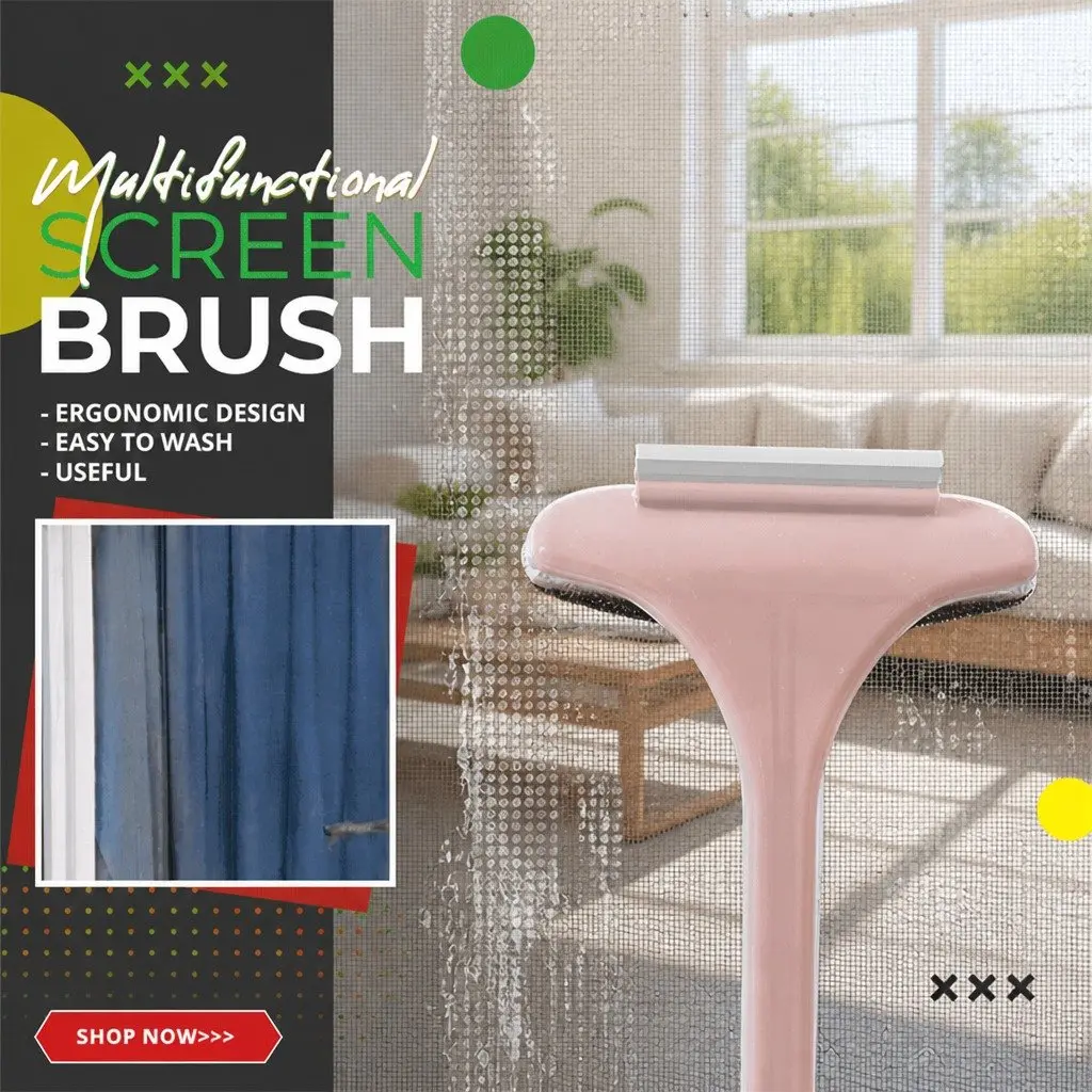 Multifunctional Double Sided Window Cleaner Brush Pink with Fine Bristles for Effective Dust and Grime Removal