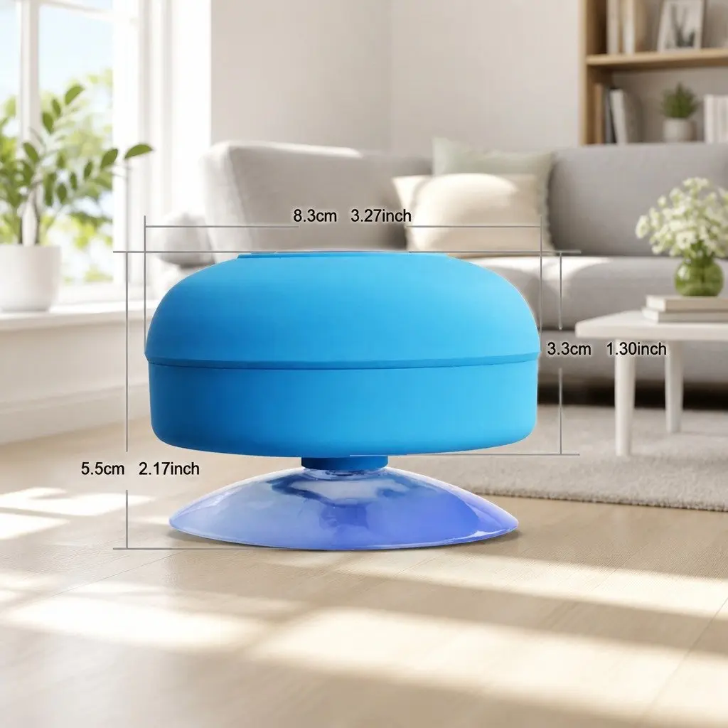 Portable Bluetooth Speaker Yellow Suction Cup Mount Waterproof Hands-Free Music Player