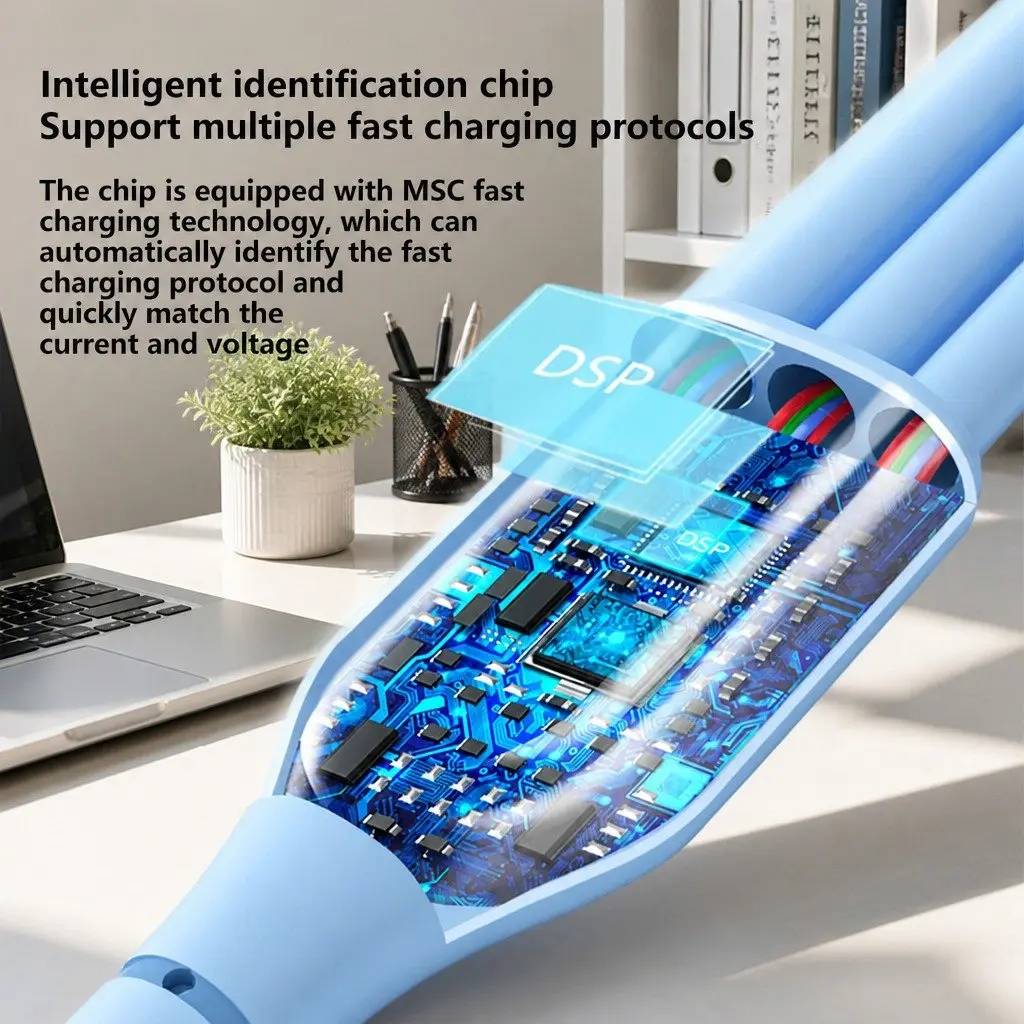 66W Fast Charging 1.8m Three-In-One Data Cable Elbow Liquid Silicone Green