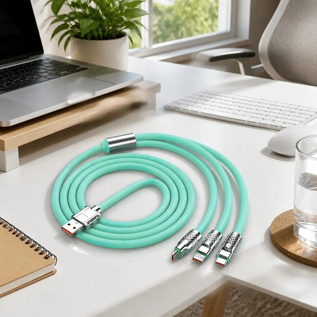 120W Fast Charging Cable 3 in 1 Universal Data Line Green