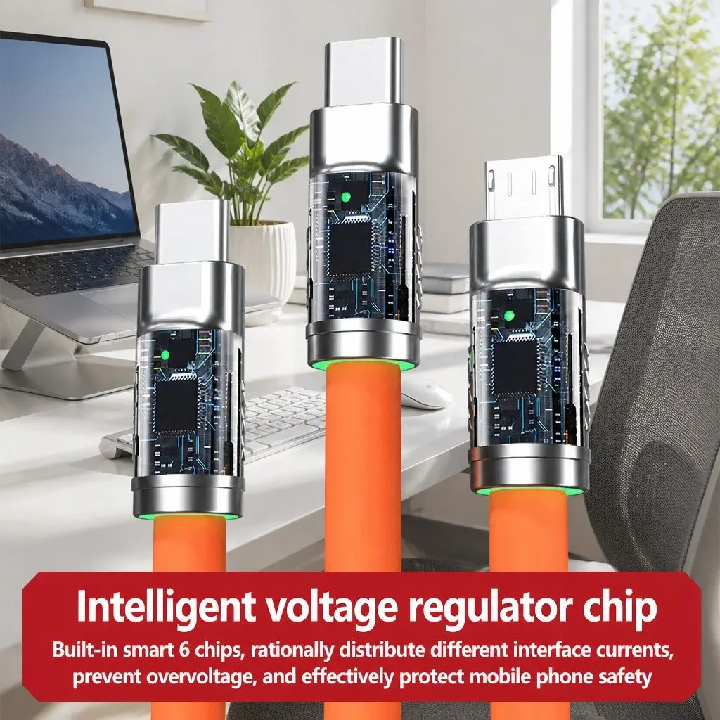 120W Fast Charging Cable 3 in 1 Universal Data Line Green