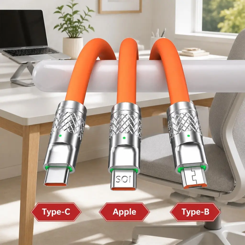 120W Fast Charging Cable 3 in 1 Universal Data Line Green