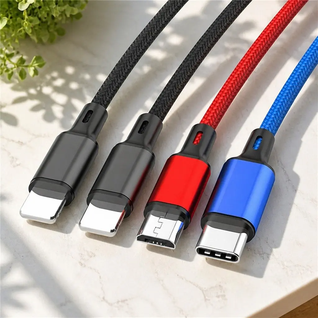4-in-1 USB Charging Cable Nylon Woven Fast Charge Multi Device