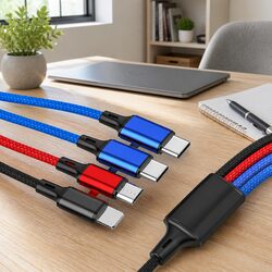 4-in-1 USB Charging Cable Nylon Woven Super Fast Charge Multi Device Connector