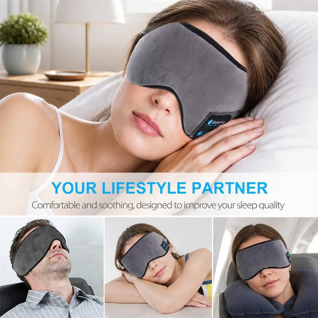 Bluetooth 5.0 Wireless Stereo Sleep Eye Mask Headphones for Music and Rest