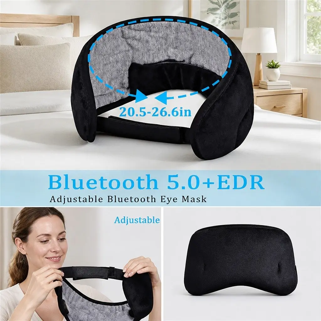 Bluetooth 5.0 Wireless Stereo Sleep Eye Mask Headphones for Music and Rest