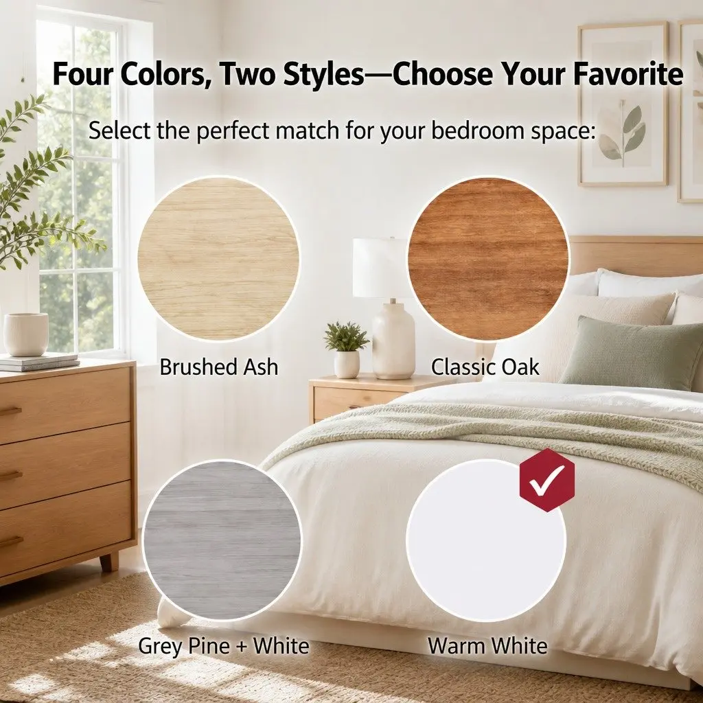 Bedside Table Tall Minimalist Storage Cabinet with Drawers White