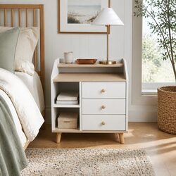 Enhance Your Space with This Stylish White Wood Bedside Table
