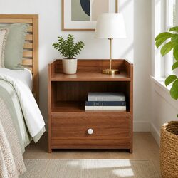 Bedside Table Nightstand with Drawer Open Shelf Storage Cabinet 48cm