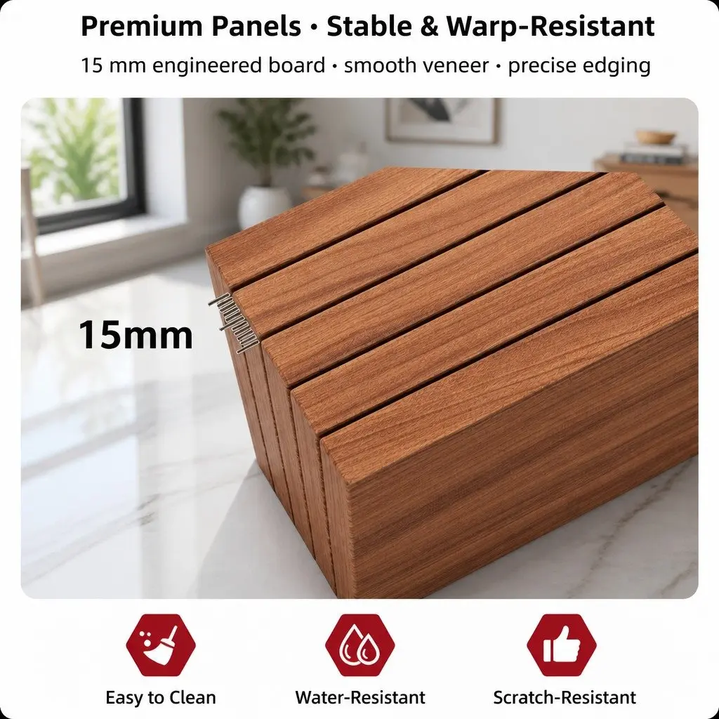 Bedside Table 47cm Walnut Wood Grain 2 Drawers Tray Top