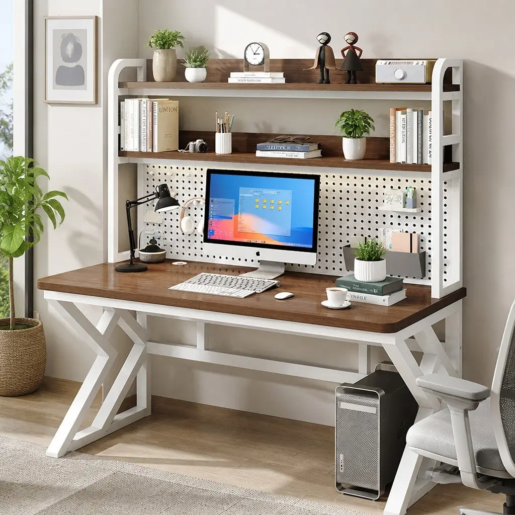 Computer Desk 160x60cm Nordic Style Waterproof Surface K-Shaped Legs