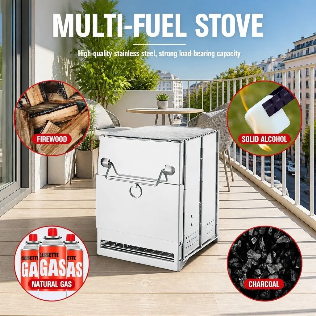 Portable Folding Charcoal Camping Stove High Temperature Resistant Outdoor BBQ Cooker