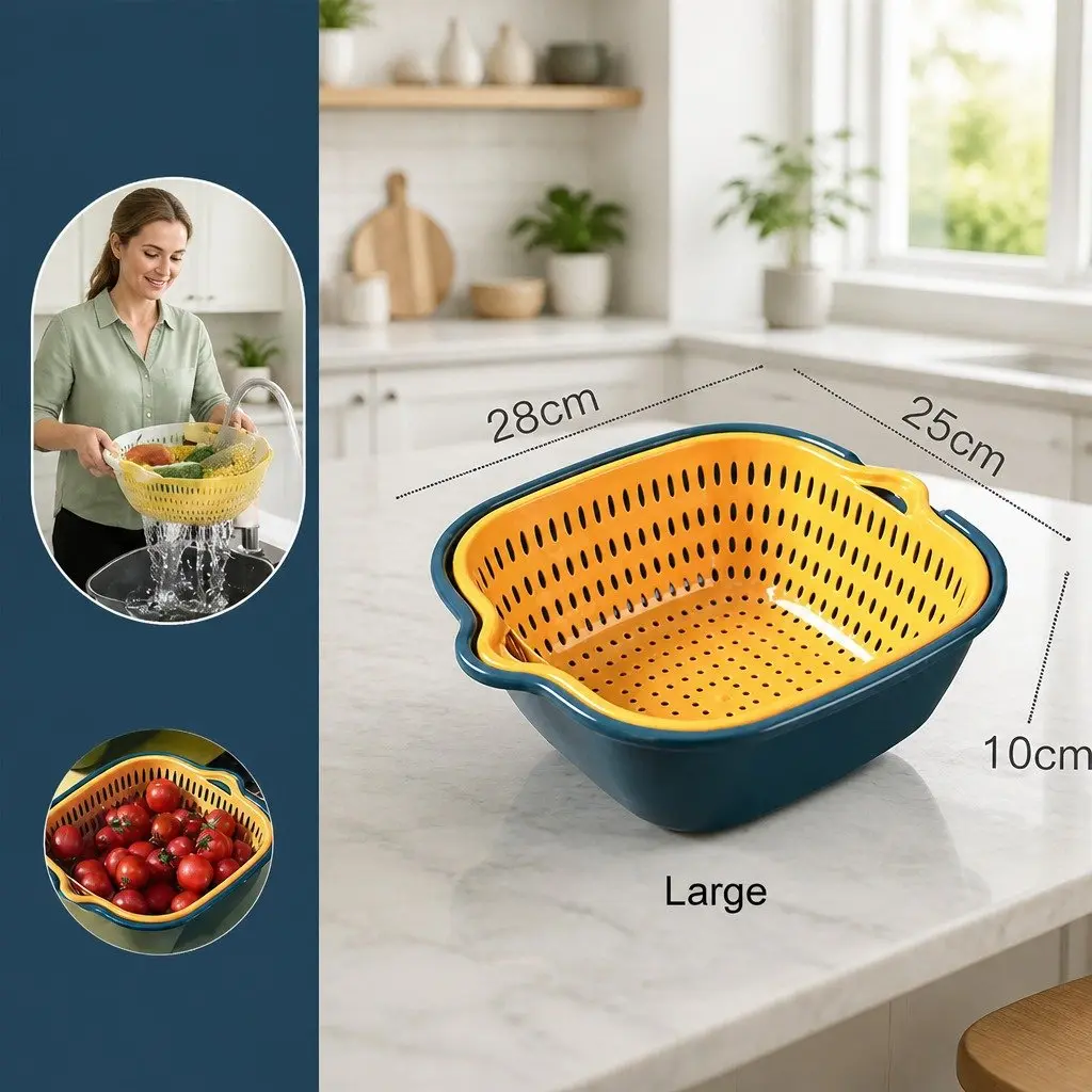 Fruit Vegetable Storage Basket Set Six-Piece Double-Layer Kitchen Organiser