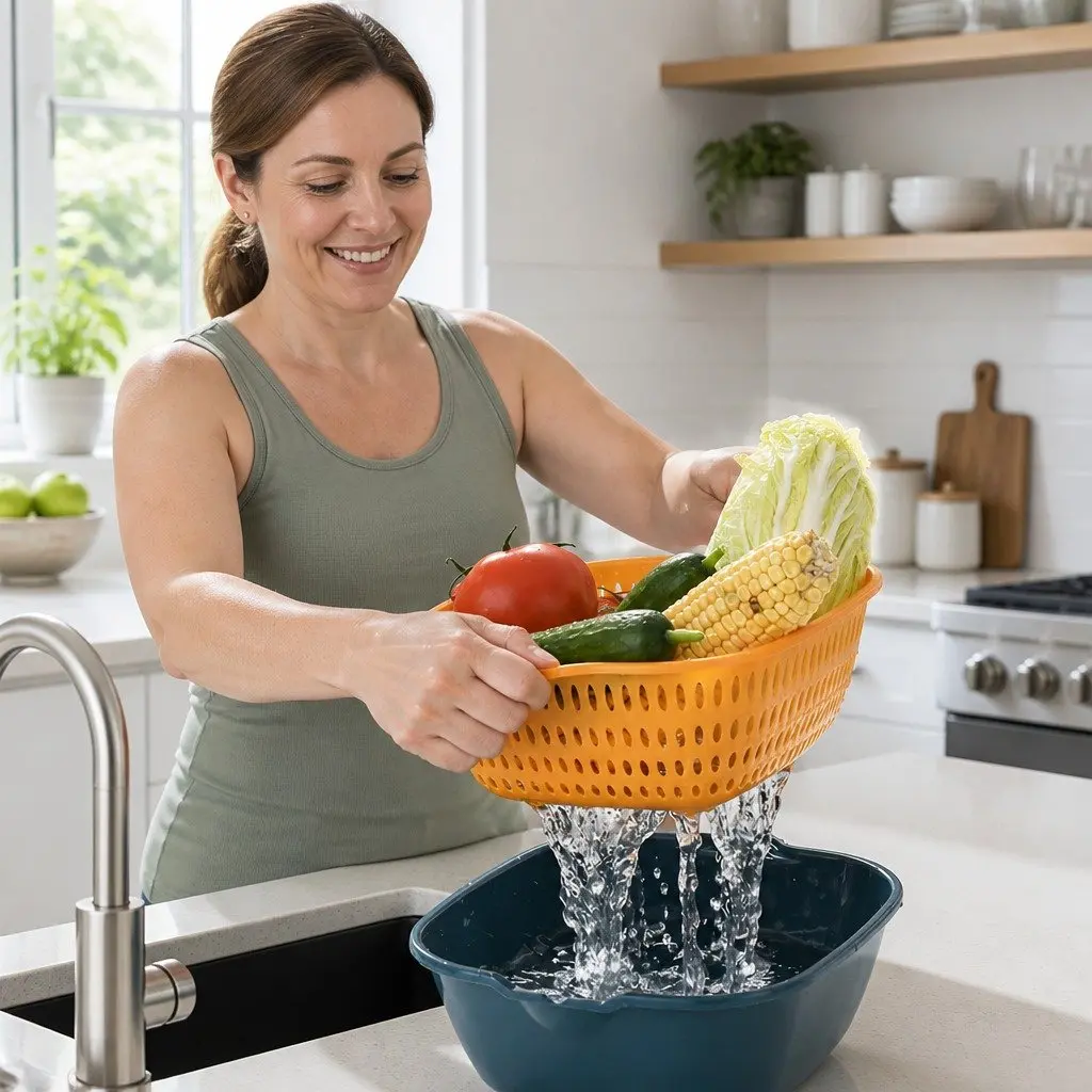 Fruit Vegetable Storage Basket Set Six-Piece Double-Layer Kitchen Organiser