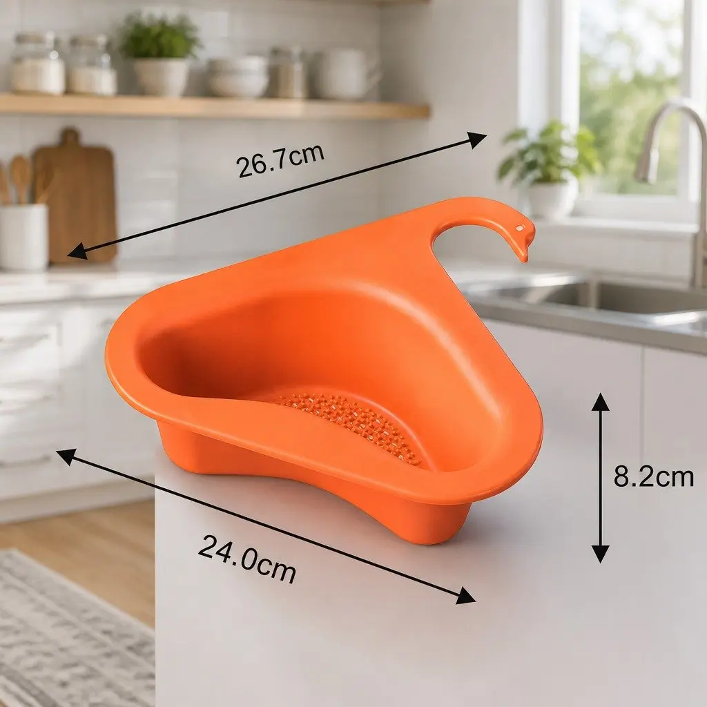 Kitchen Sink Drain Basket Yellow Non-Slip Stable Hanging Storage Rack