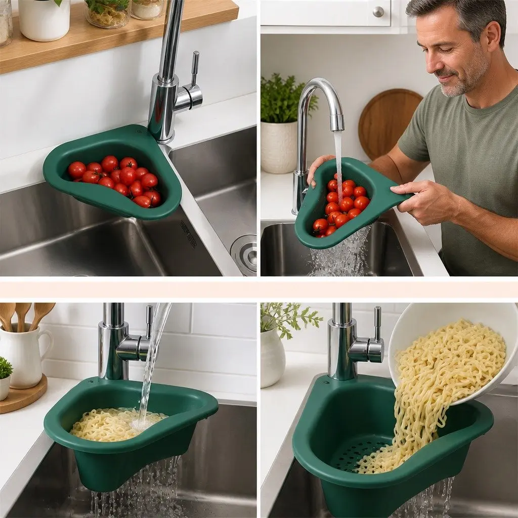 Kitchen Sink Drain Basket Yellow Non-Slip Stable Hanging Storage Rack
