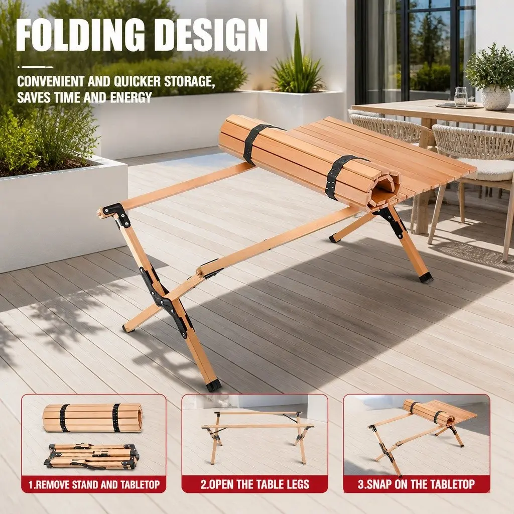 Foldable Camping Table Portable Picnic BBQ Outdoor Garden Furniture 90x60x45cm
