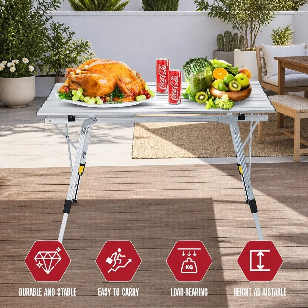 Folding Camping Picnic Table Outdoor Portable Desk Lifting Chicken Roll Storage