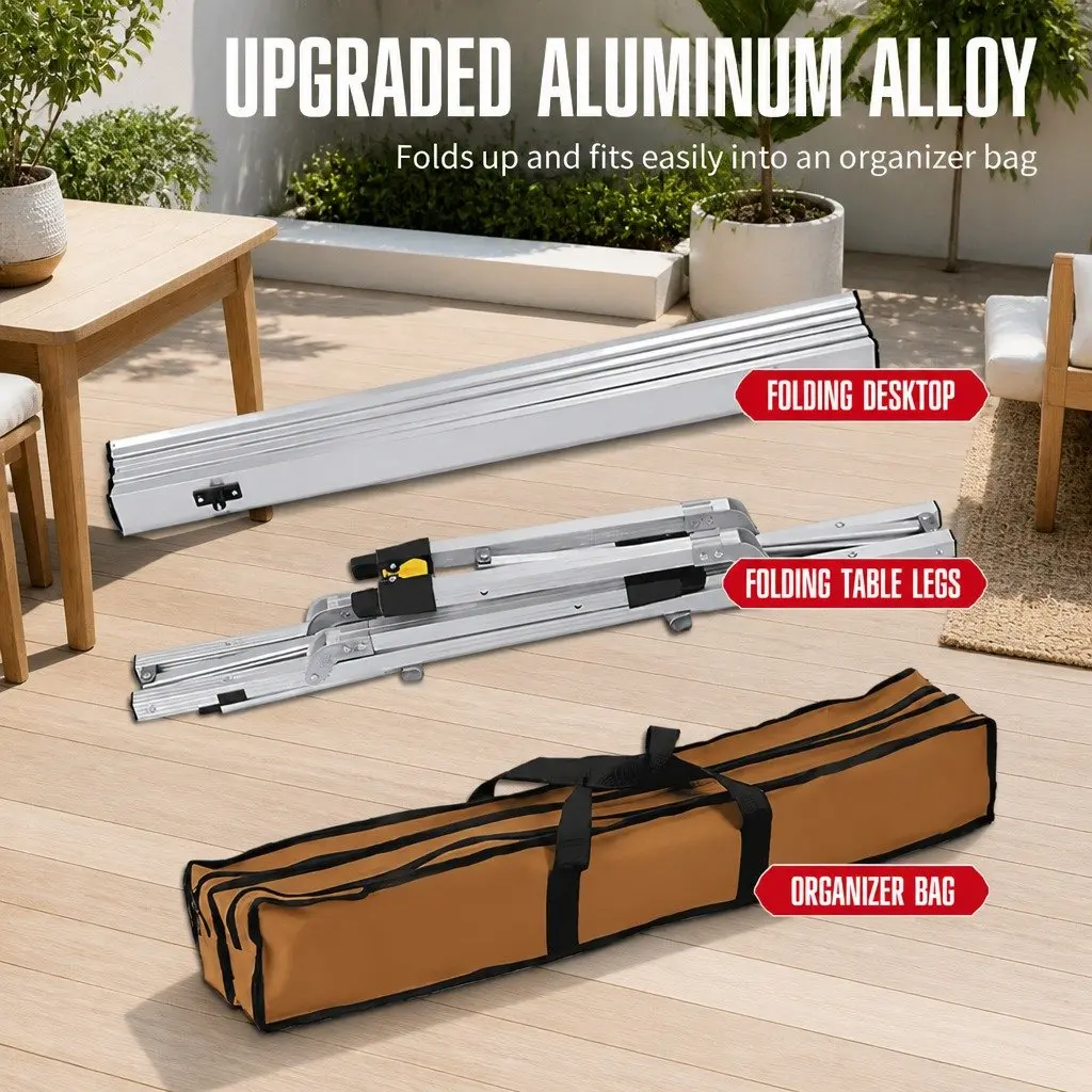Folding Camping Picnic Table Outdoor Portable Desk Lifting Chicken Roll Storage