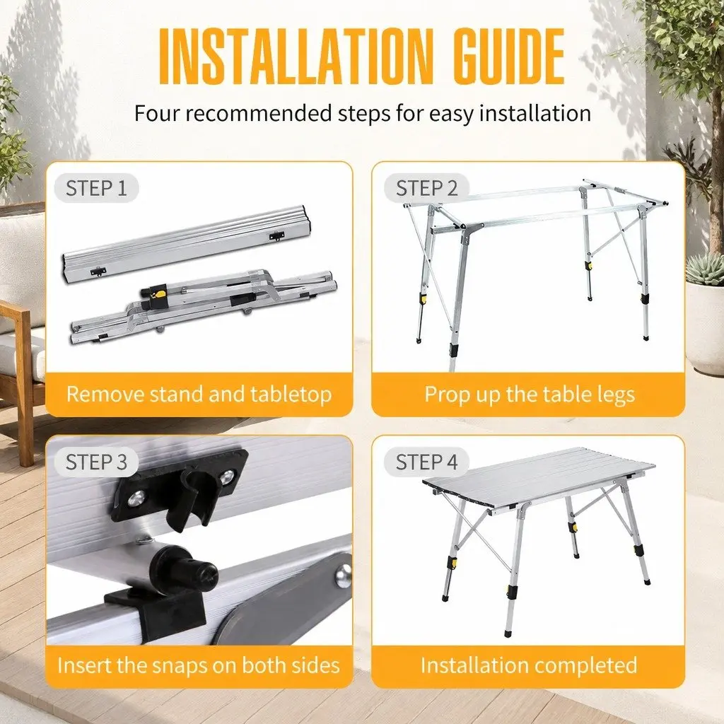 Folding Camping Picnic Table Outdoor Portable Desk Lifting Chicken Roll Storage