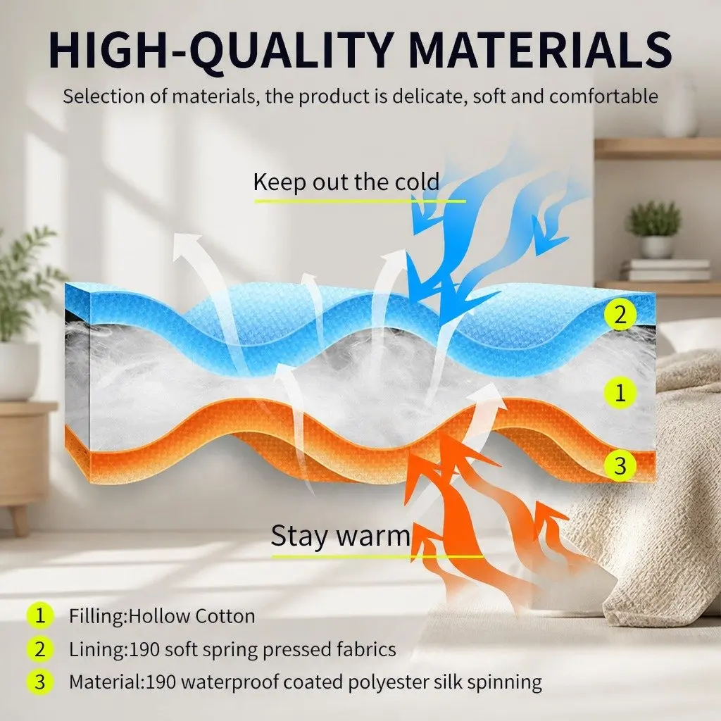 Sleeping Bag Rectangular Quilted Design Waterproof Envelope Camping Outdoor