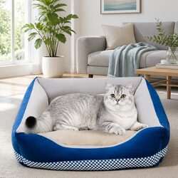 Soft Washable Pet Dog Cat Bed Padded Zipper Design Blue XS Cozy Cushion