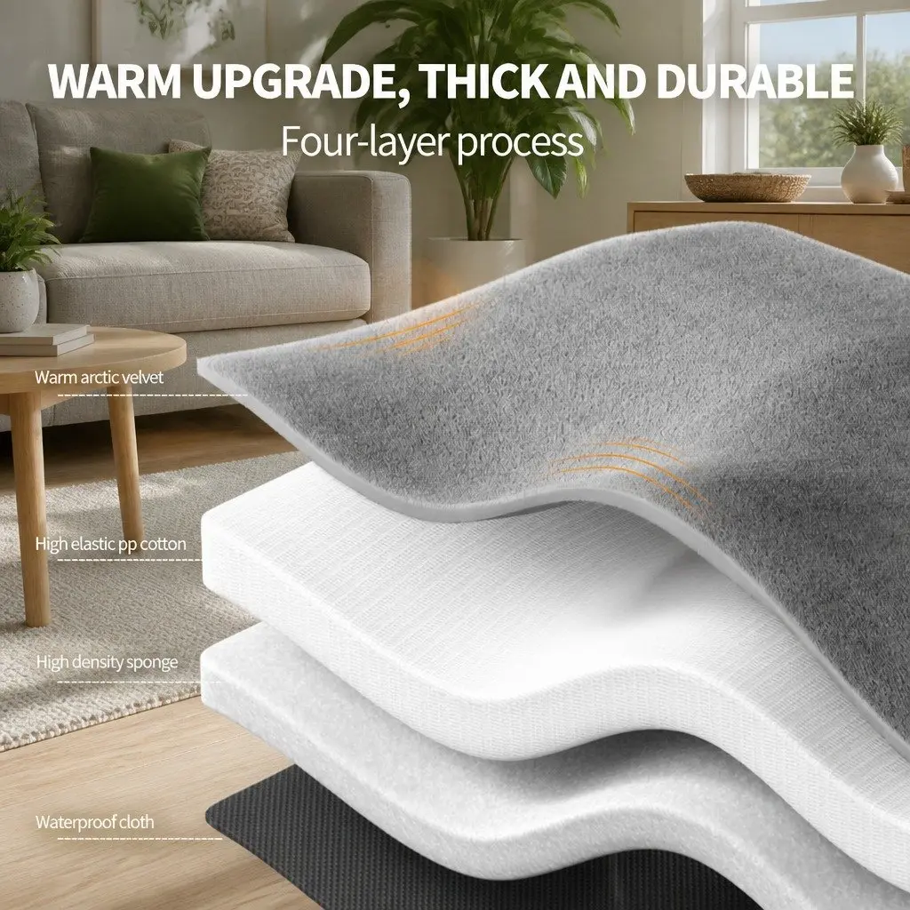 Dog Bed Medium Warm Removable Washable Soft Mat with Thickened Sponge Filling and Three Sided Pillows