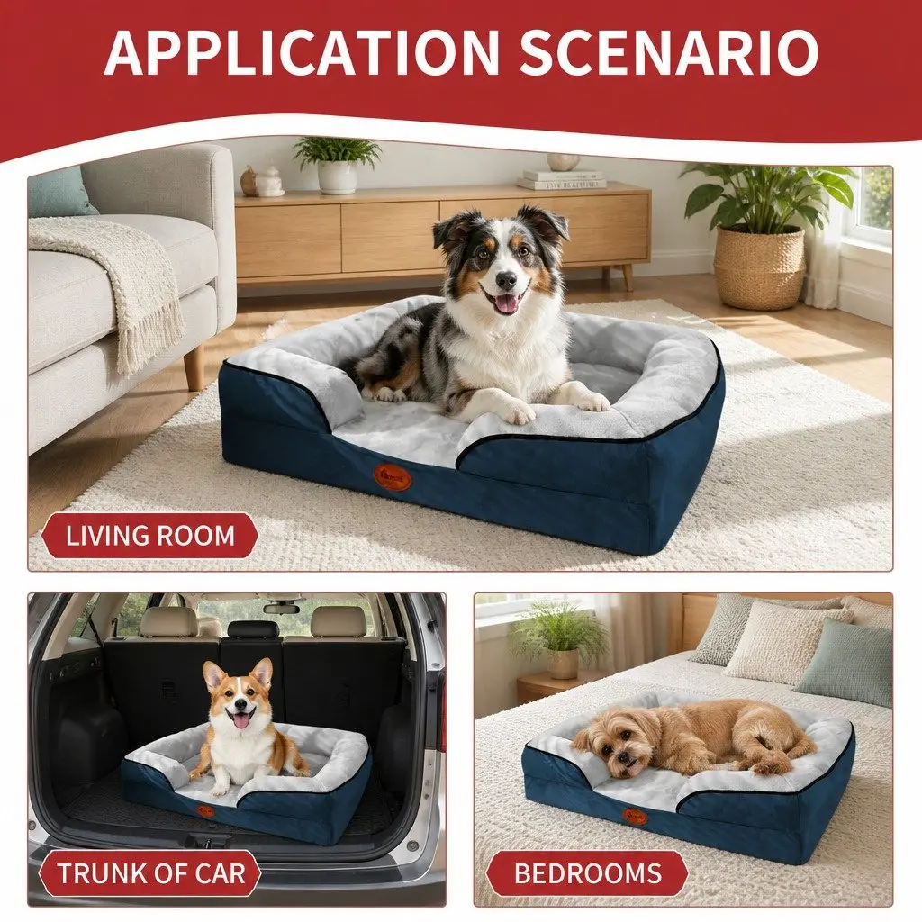 Dog Bed Sofa M Size Thickened Sponge Cushion Support Grey
