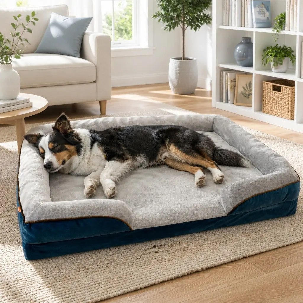 Large Dog Bed XL Size Thickened Sponge Cushion Three Sided Support
