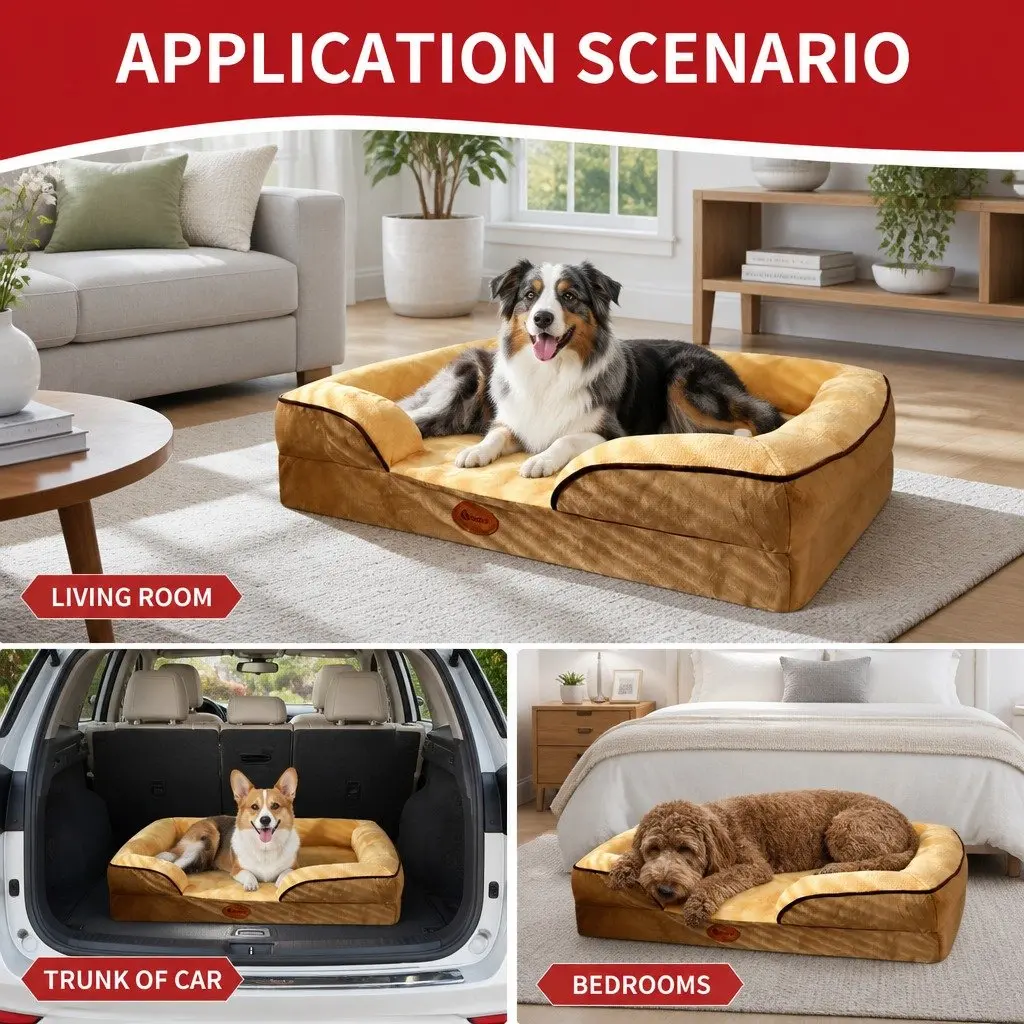 Dog Sofa Bed Large Thickened Padding Three-Sided Support