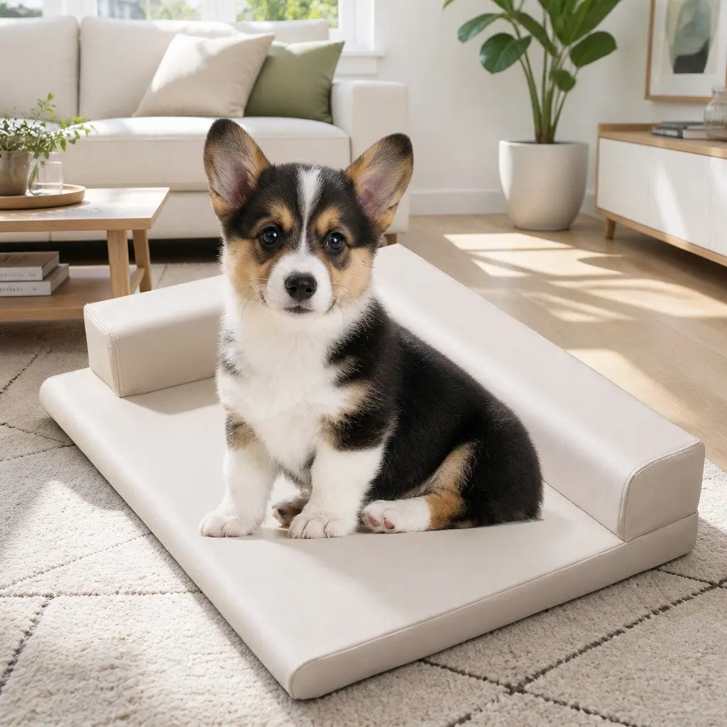 Dog Bed L-Shaped Medium Soft Warm Waterproof Neck Support Cushion Mat