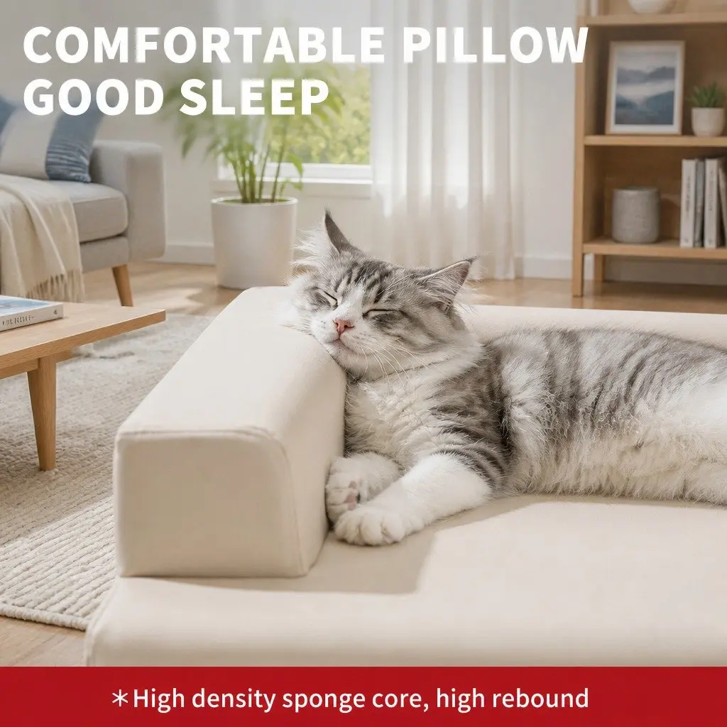 Pet Dog Cat Sofa Bed L Shaped Washable Detachable Zipper Indoor Sleeping Cushion
