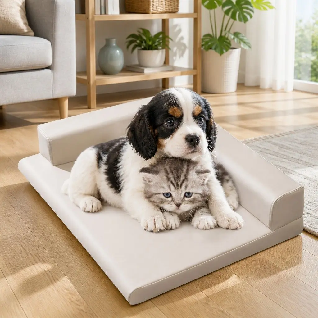 Pet Dog Cat Sofa Bed L Shaped Washable Detachable Zipper Indoor Sleeping Cushion