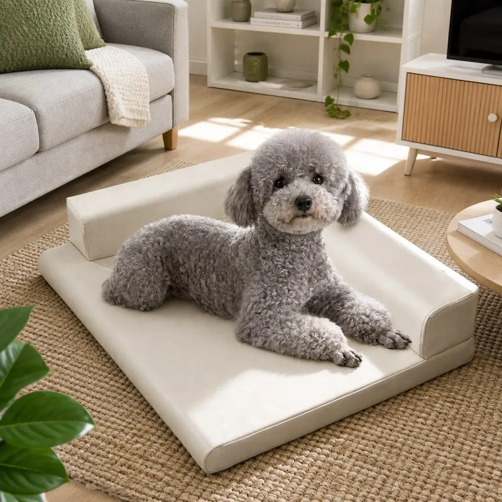 Pet Dog Bed Soft Warm Waterproof Removable Cushion Puppy Cat Cozy Nest Grey