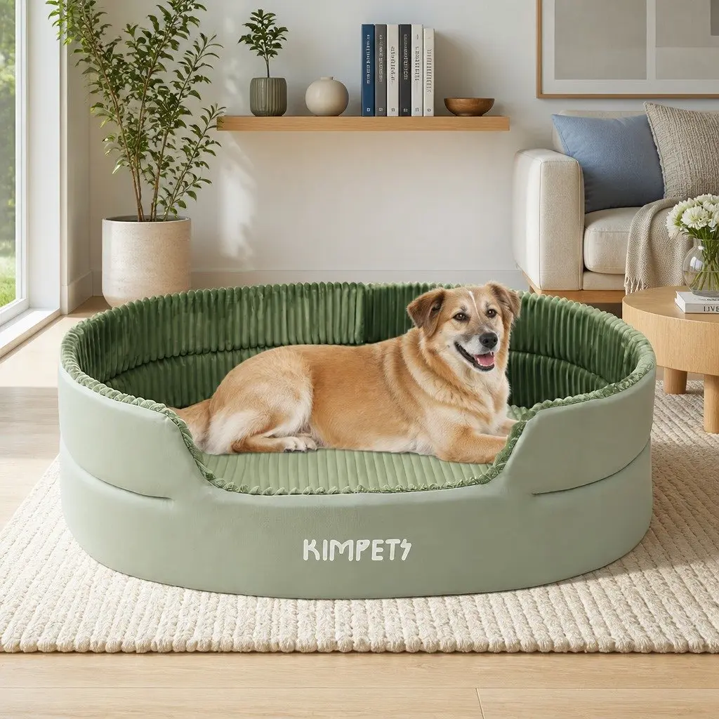 Large 3D Semi-Enclosed Pet Nest XL Striped Avocado Comfortable Cat Dog Bed