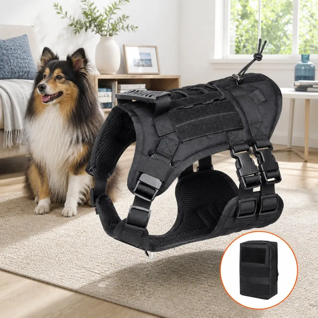 Dog Chest Vest Harness Back Pack with Poop Bag Holder and Waste Bags