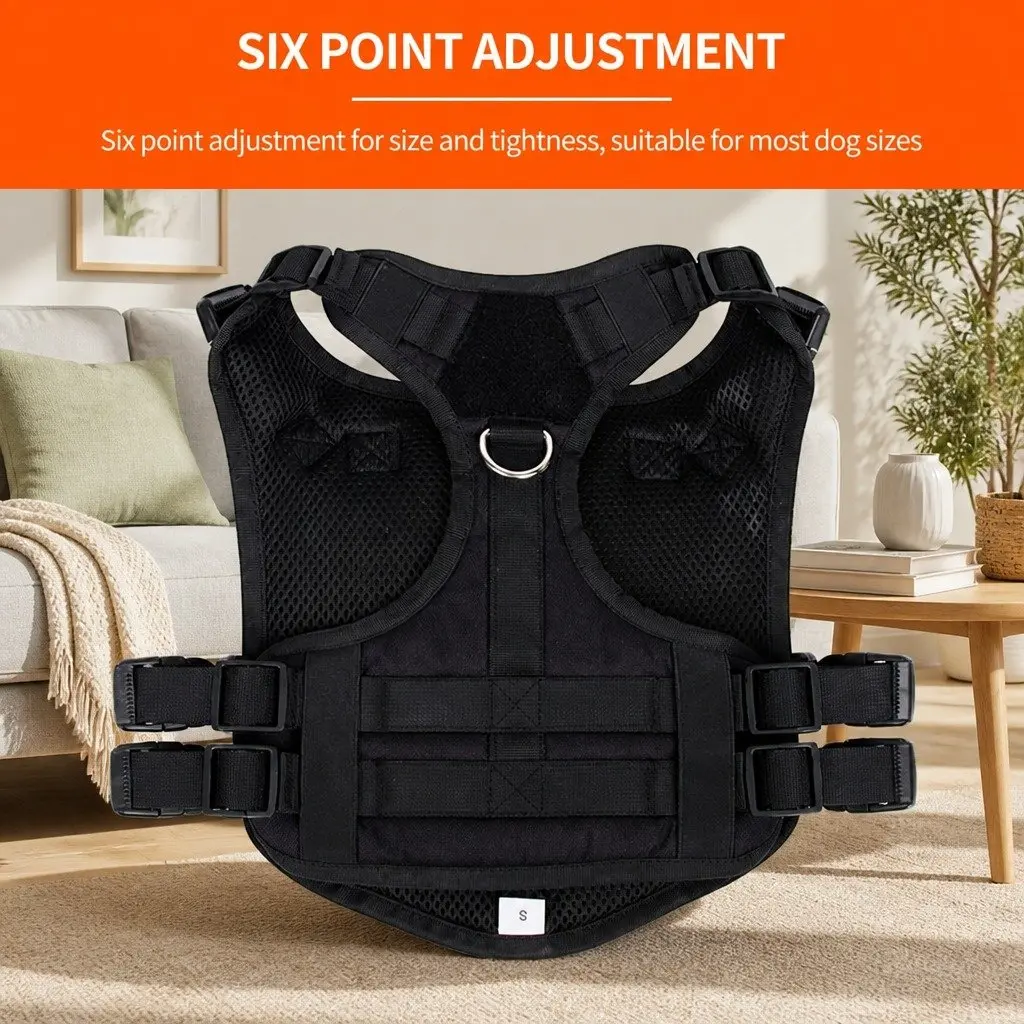 Dog Chest Strap Back Vest Style Harness Black with Poop Bag Dispenser Set