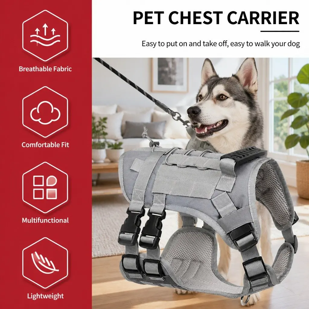 Dog Harness Large Breathable Mesh Vest with Handle for Secure Control and Easy Adjustment