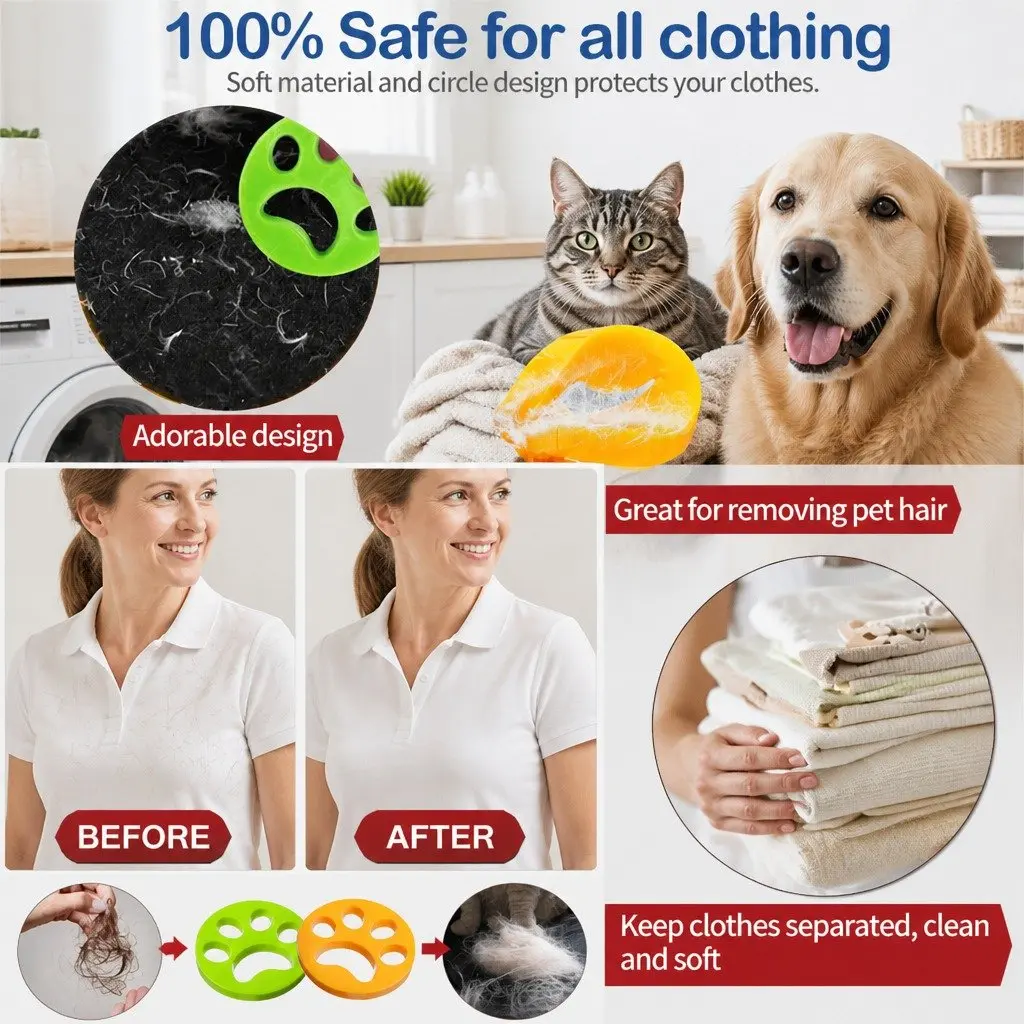 Pet Hair Remover for Laundry Washing Machine Silicone Lint Catcher Reusable Hypoallergenic