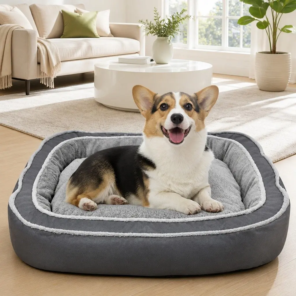 Oval Pet Bed 75x60cm Deep Sleep Removable Washable for Cats Dogs Blue