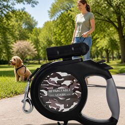 Pet Auto-Retractable Towing Rope Leash 8m with Built-in Flashlight Light Dog