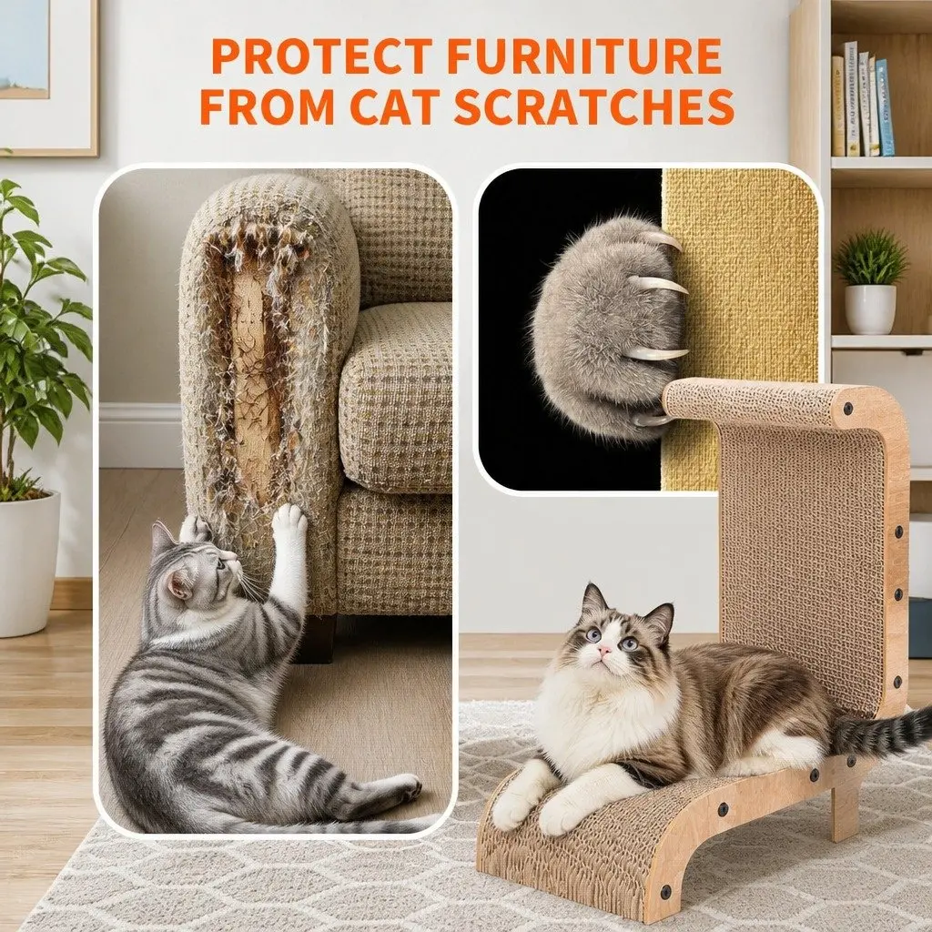 Cat Scratch Board Recliner Standing Kitten Scratcher Scratching Post Toy