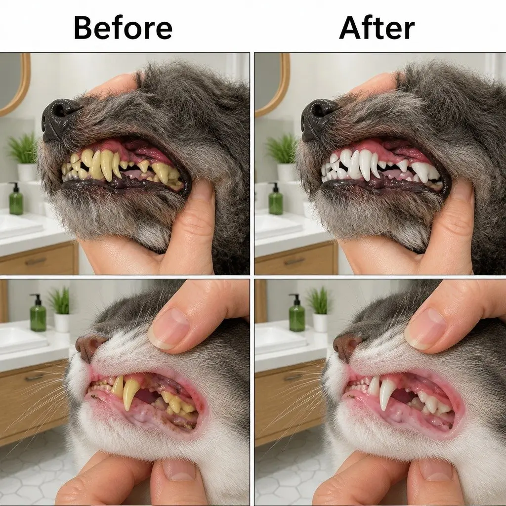 Three-Head Pet Toothbrush Multi-Angle Oral Cleaning Tool