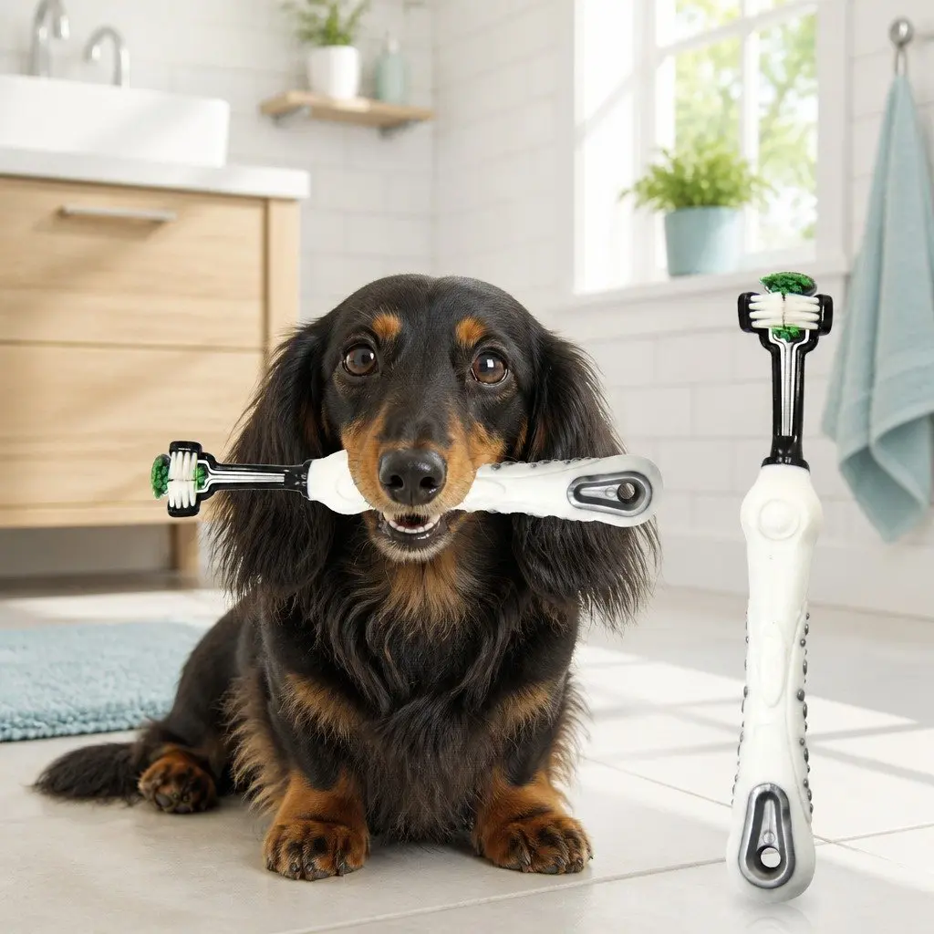 Pet Toothbrush Three-Head Multi-Angle Cleaning Tool White
