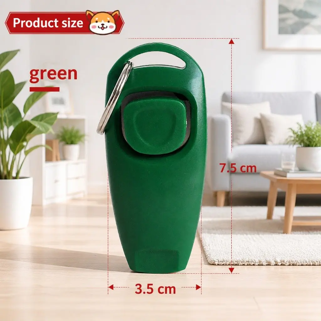 Dog Training Whistle Clicker Green Two-in-One Sound Tool